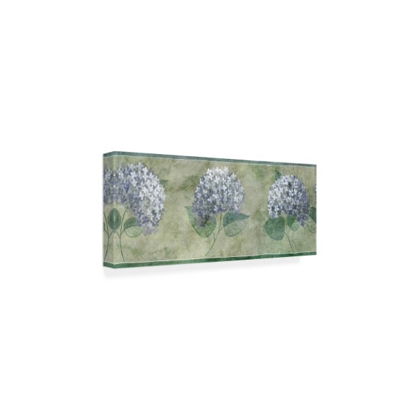 Pablo Esteban 'Blue Flowers Over Gray 2' Canvas Art,10x24